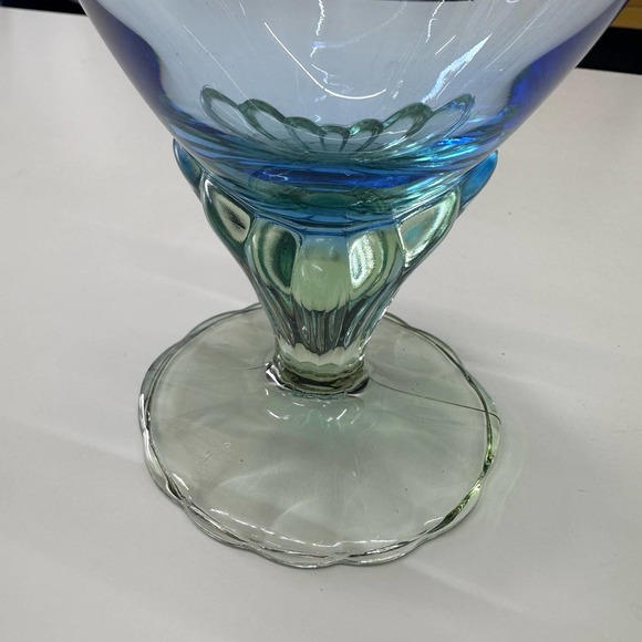 Bormioli Rocco Bahia Pattern Crystal Champagne Goblet Glass Stem Green Blue - Picture 3 of 9
